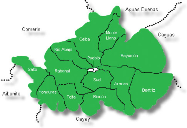 listado con los barrios de cidra