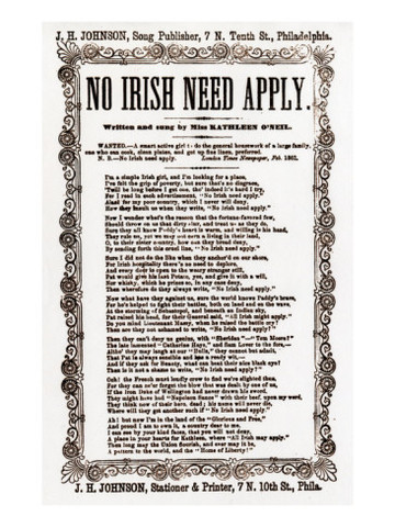 *Loss of Job and Extreme Discrimination Toward the Irish*