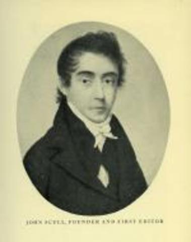 Pittsburgh Gazette founded by John Scull, 1st newspaper west of the Alleghenies