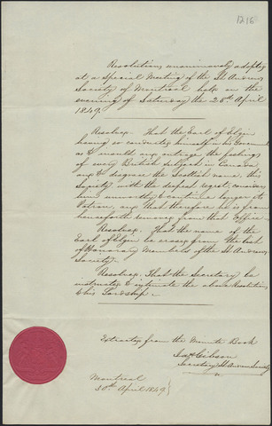 Lord Eligin signed the Rebellion losses Bill