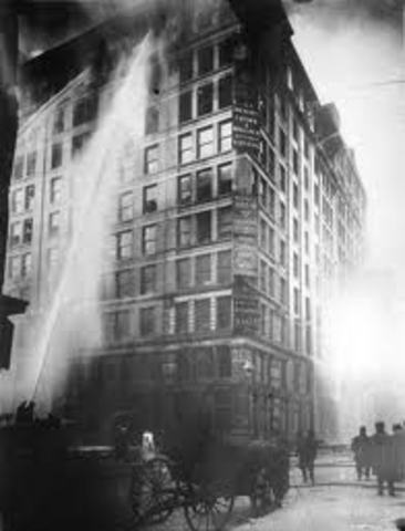 Fire in the Triangle Shirtwaist Company factory in New York kill 146, spurring action on workplace safety