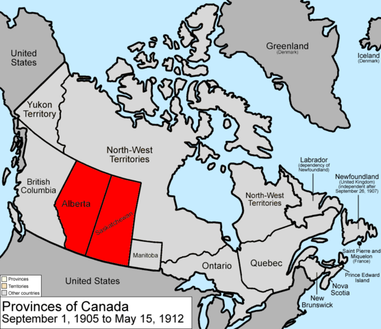 ALBERTA AND SASKATCHEWAN JOIN CONFEDERATION