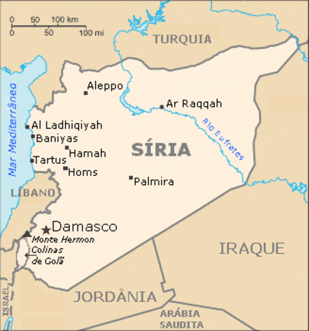 Geo- Cartografia: Mapa da Síria no Oriente Médio