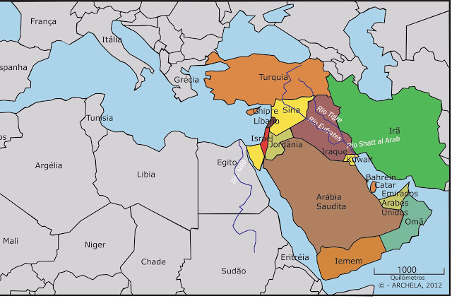 Mapa da  Síria no oriente médio