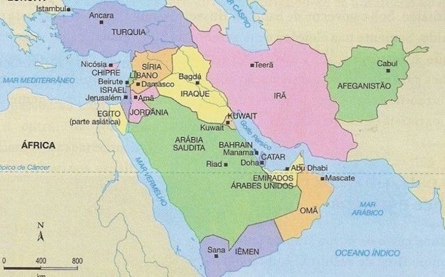 Mapa da Síria no oriente médio