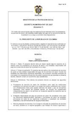 DECRETO NUMERO 4747 DE 2007