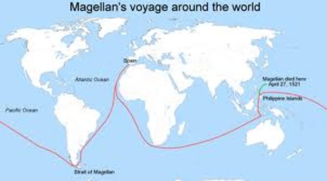Magellan circumnavigates the globe