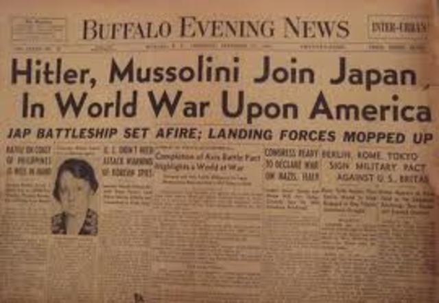 Germany and Italy declare war on USA