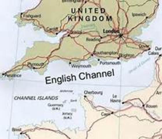 Flys across the english channel