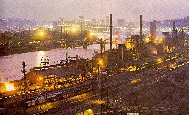Jones & Laughlin (eventually J&L Steel) begin building blast furnaces on the Monongahela River.