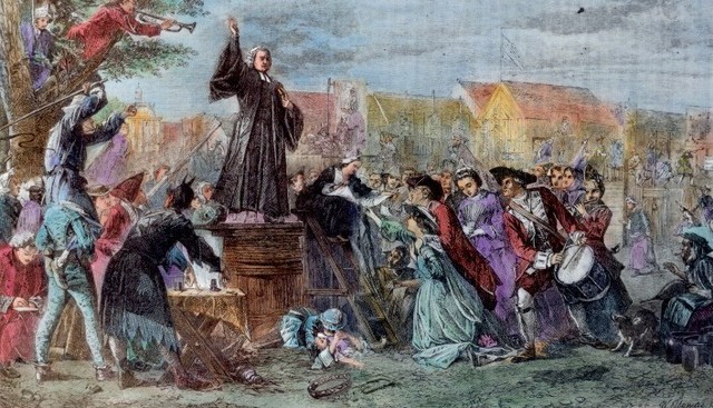 Jonathan Edwards delivers "Sinners in the Hands of an Angry God" sermon