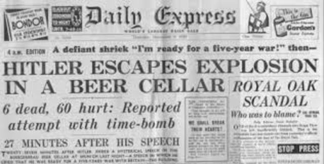 Hitler wounded in bomb plot