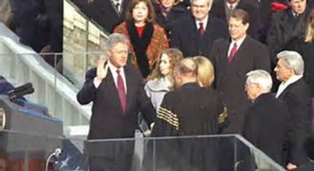 Clinton swears to be the 42nd president.