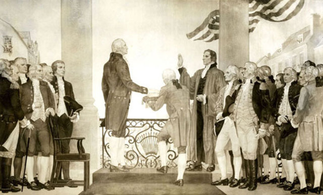 Washington takes office
