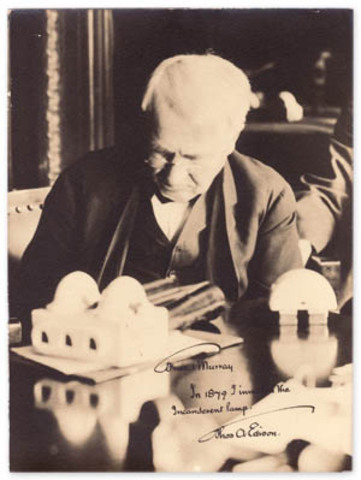 Thomas A. Edison creates electric lamp.
