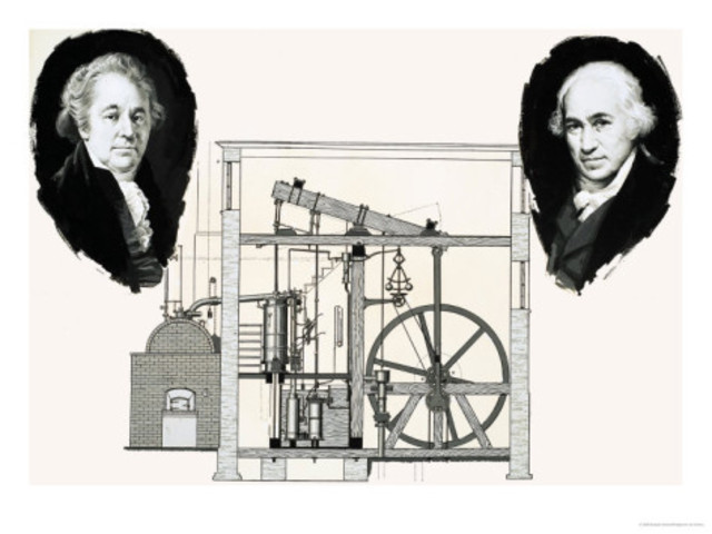 1765 James Watt builds the first steam engine