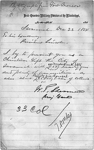 Sherman gifts Savannah to President Lincoln