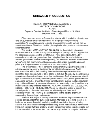 Griswold v. Connecticut