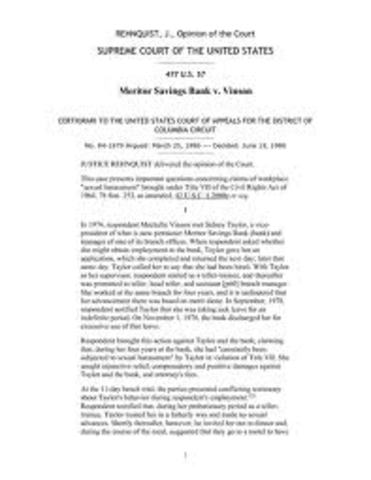 Meritor Savings Bank v. Vinson