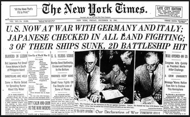 Germany and Italy declare war on U.S.