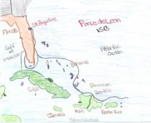 Free Africans Juan Garrido and Juan Gonzalez de Leon accompany Ponce de Leon in his exploration of La Florida