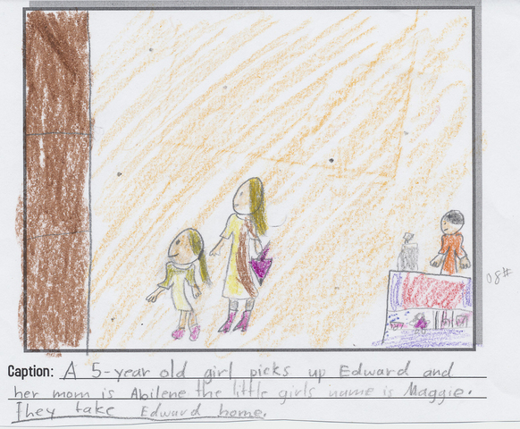 a 5-year old girl picked up Edward + her mom Abilene