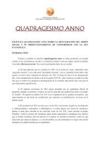 Publicada Quadragesimo Anno de Pio XI