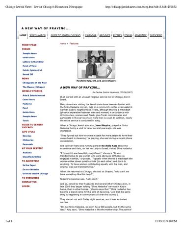 Chicago Jewish News Article with Rochelle & Jane