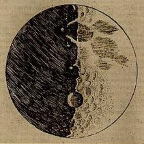 Galileo uses a telescope used to look at the moon