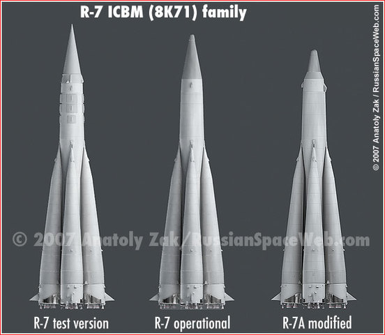 The first ICBM is launched into space