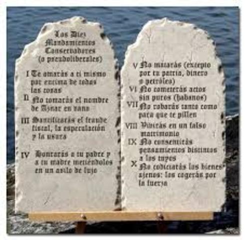 1250 aC. Los Diez Mandamientos.