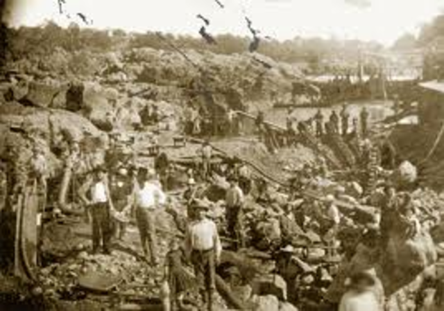 James Marshall discovered gold at Sutter's sawmill in Coloma which starts the Gold Rush