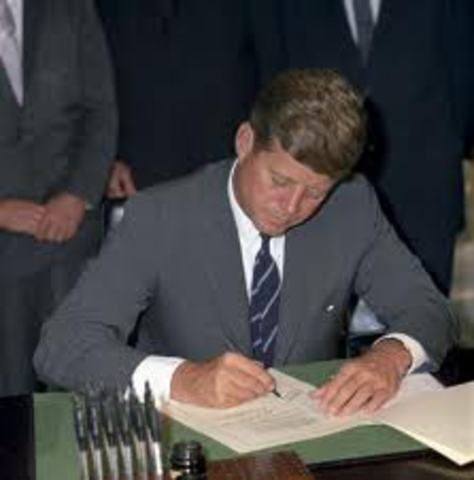 President Kennedy signed the Maternal and Child Health and Mental Retardation Planning Amendment to the Social Security Act, the first major legislation to combat mental illness and retardation.