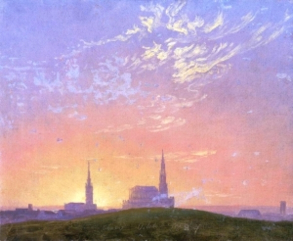 Evening: Sunset behind Dresden's Hofkirche (c. 1824) [Romanticism]