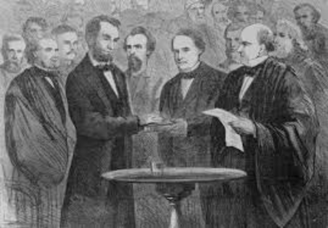 Abraham Lincoln is sworn in