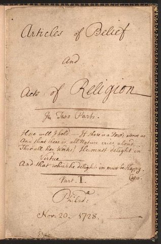He wrote Articles of Belief and Acts of Religion.(Dates unknown)