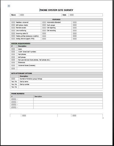 Create VoIP site survey sheet