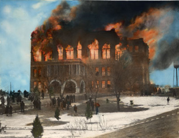 Fire in the first original capital building