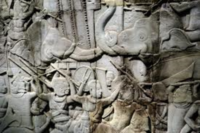 Cham kingdom invades much of Khmer Empire's eastern territory