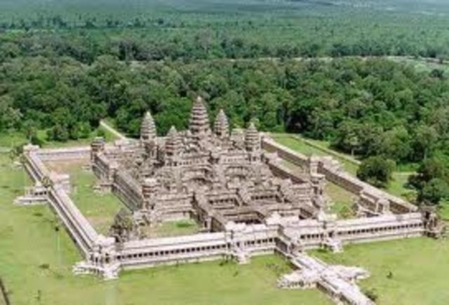 Khmers abandon Angkor, and over time the forest grows location is fogotten