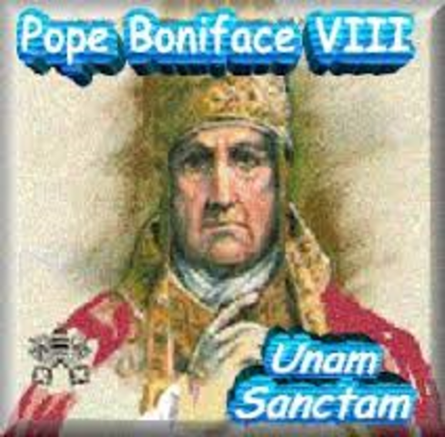 Pope Boniface decrees the Unam Sanctam
