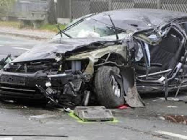 percys moms car got hit off the road.