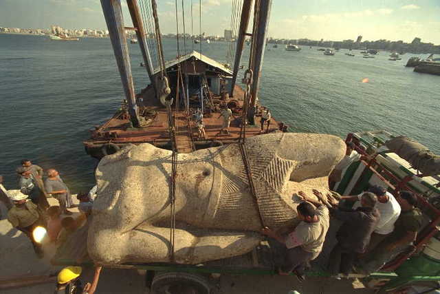 Empereur swims with the statues