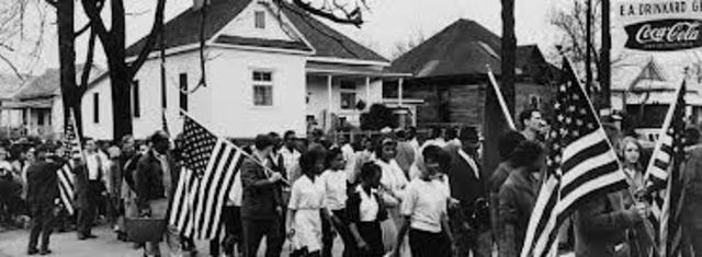 VOTING RIGHTS ACT 1965 PASSED: SELMAN TO MONTGOMERY MARCH: MALCOLM X SHOT TO DEATH: WATTS RIOT (LOS AN GELAS)