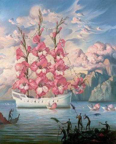 Surrealist - Arrival of the flower ship by Vladimir Kush