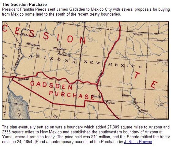 Gadsden Purchase Claims Arizona from Mexico