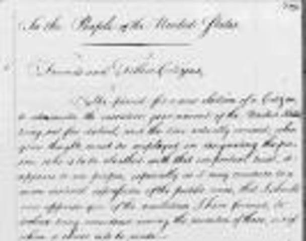 Publication of his Farewell Adress