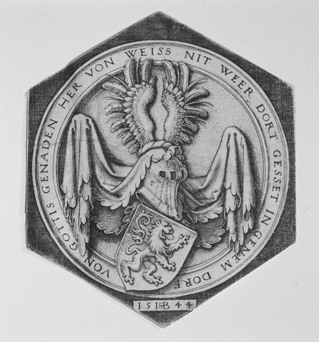 Hans Sebald Beham (German, 1500-1550), Coat of Arms with a Rampant Lion