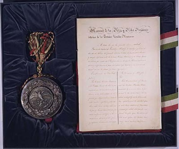 The treaty of Guadalupe-Hidalgo between the United States and Mexico.