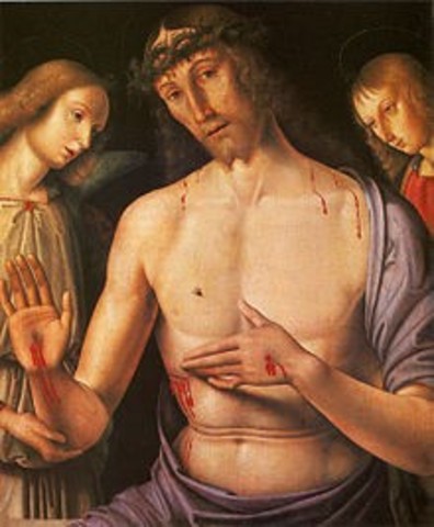 Renaissance , Christ Supported By Two Angels , By Giovanni Santi